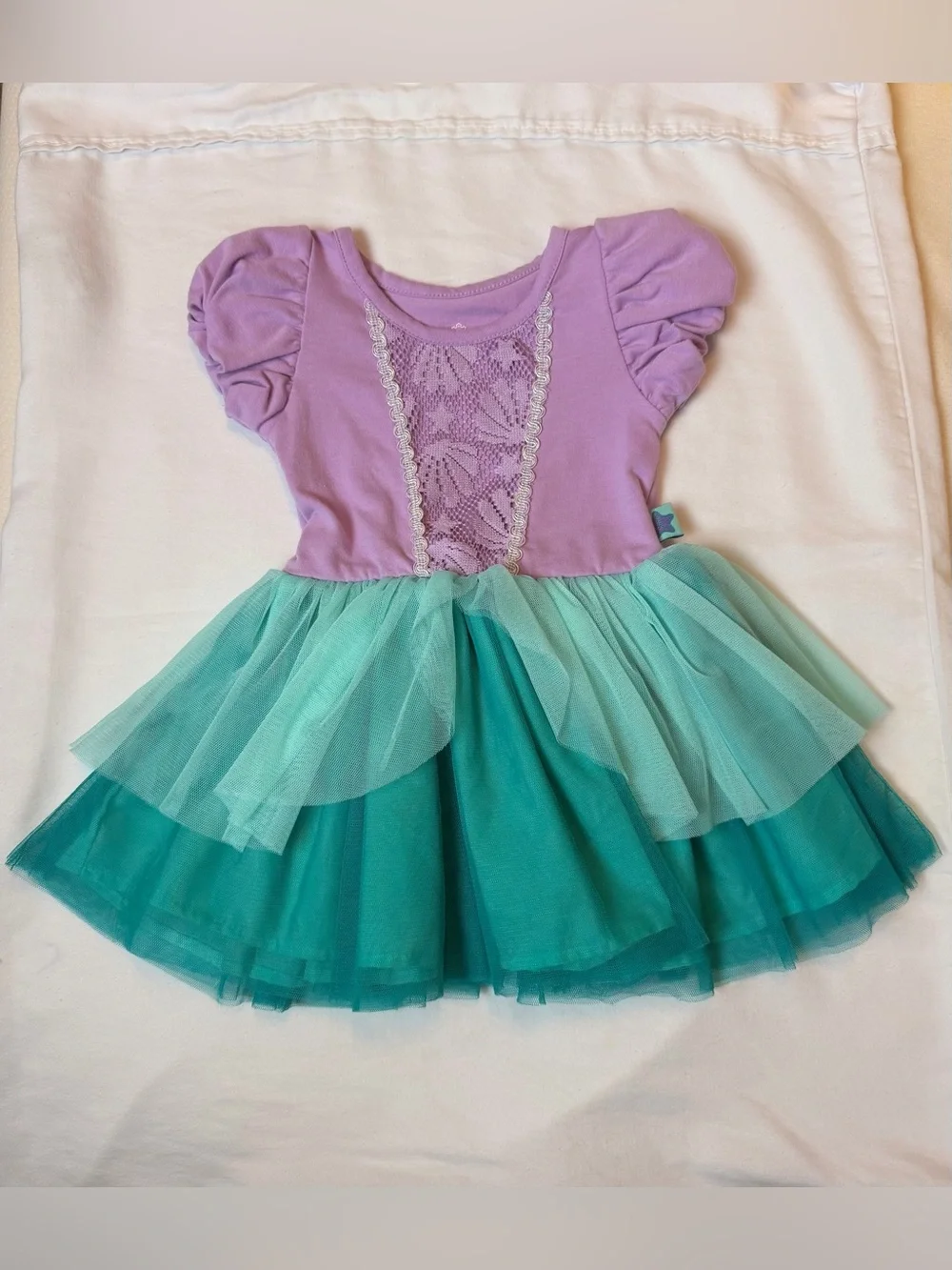 NWOT Disney Princess Ariel Tutu Dress 12M Puff Sleeve The Little Mermaid